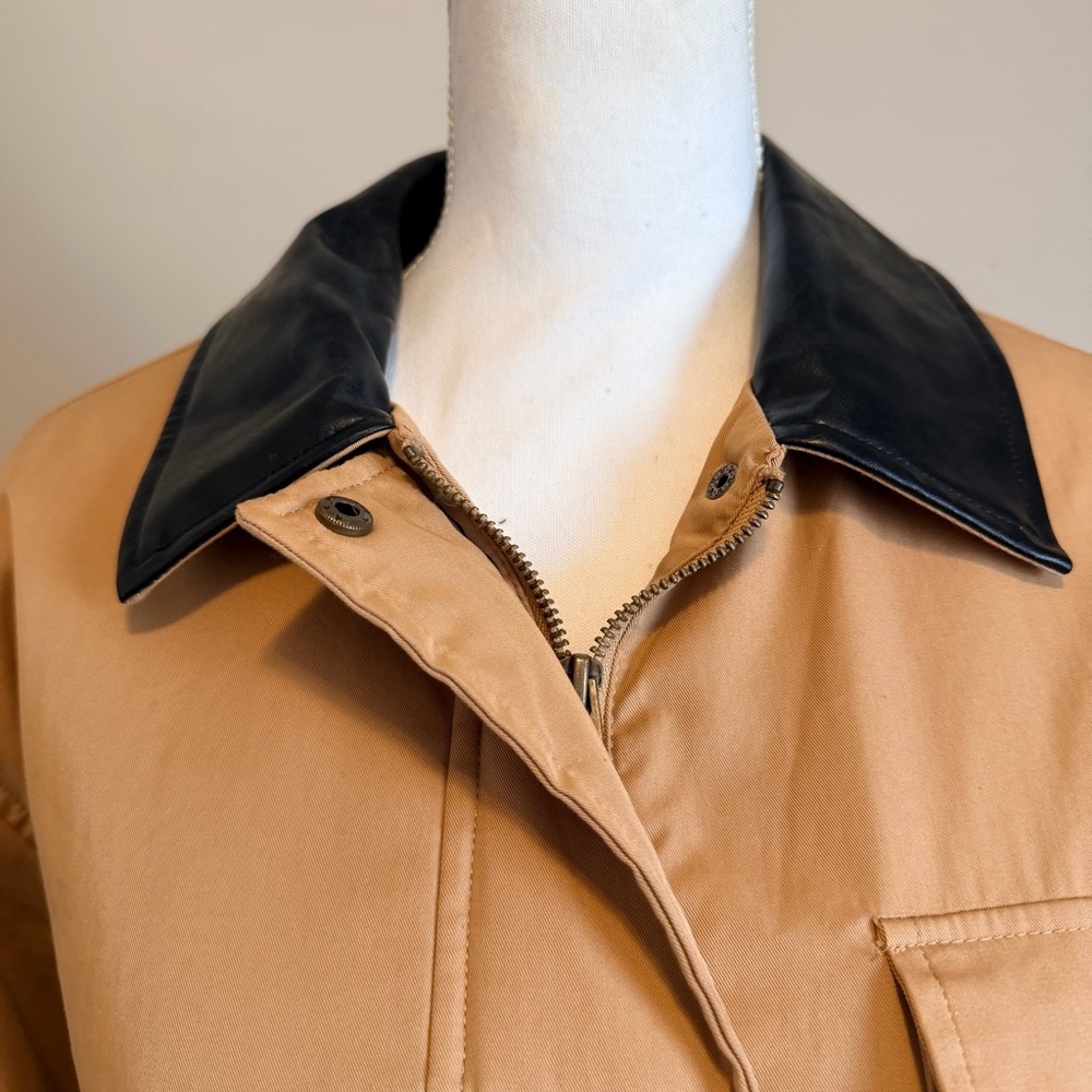 NWOT Zara combination quilted jacket women's oversized faux leather size medium - Picture 6 of 11